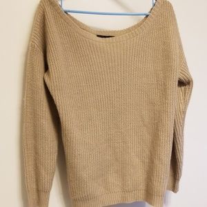 Missguided Off the shoulder beige knitted sweater